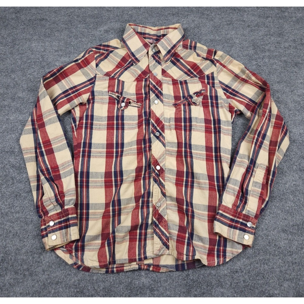 Vintage Faded Glory Pearl‎ Snap Shirt Men's Large Plaid Western Cotton USA